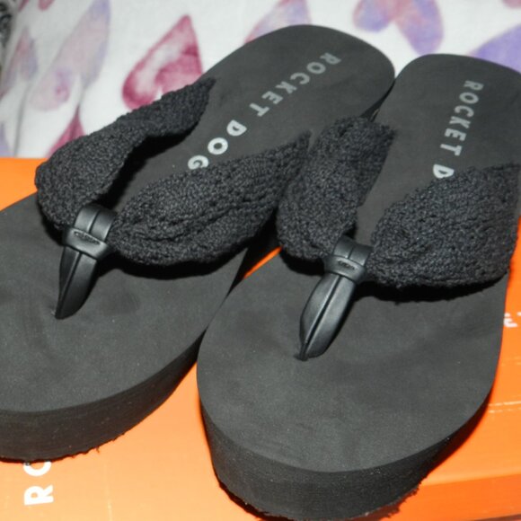 Rocket Dog Black Crochet SIZE 11 Women's Platform Sandal BNIB🆕📦⌚🏃🏻💨⚡🚚 - Picture 3 of 16